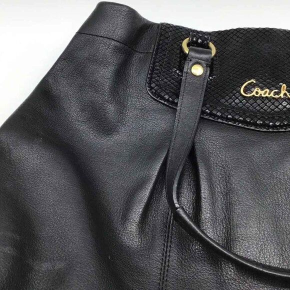 Coach Designer Leather Black/Gold Shoulder Handbag Purse - Picture 5 of 8